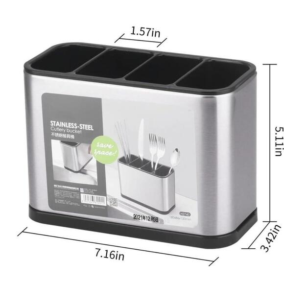 Stainless steel kitchen utensil holder - Picture 2 of 9